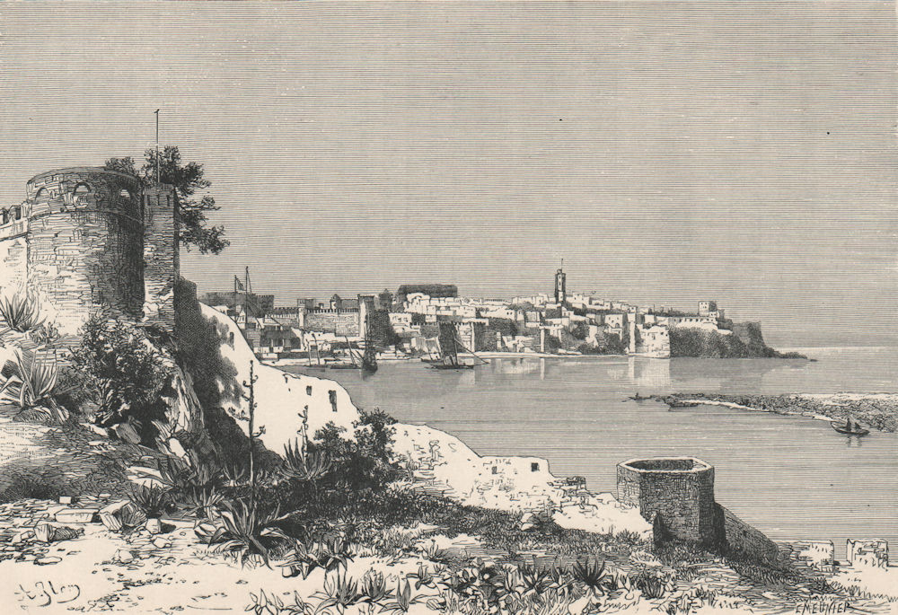Rabat and Mouth of the Bou Regreg - View from Salé(Sala/Rabat).Morocco 1885