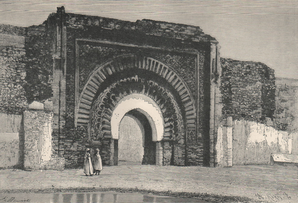 Marrakech/Marrakesh - The Christian's Gate. Morocco 1885 old antique print