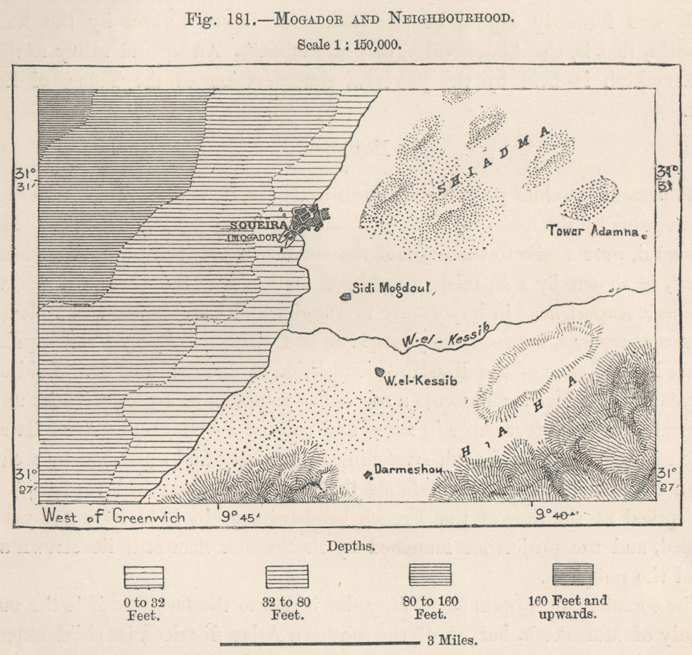 Associate Product Mogador (Essaouira) and neighbourhood. Morocco 1885 old antique map plan chart