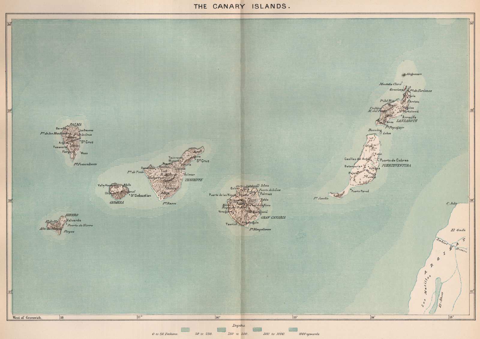 Associate Product The Canary Islands. Spain. West African Islands 1885 old antique map chart