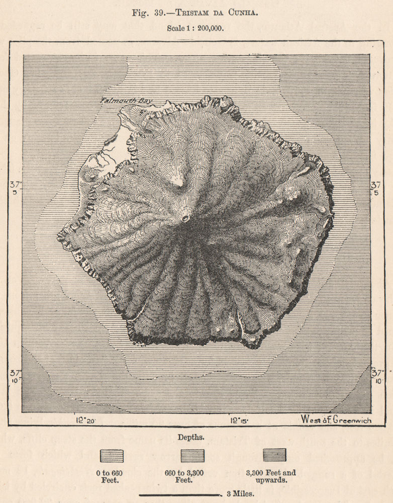 Tristan da Cunha. Atlantic Ocean. South-West African Islands 1885 old map