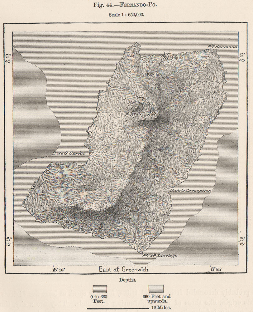 Associate Product Fernando Po/Bioko(Bioko).Equatorial Guinea.South-West African Islands 1885 map