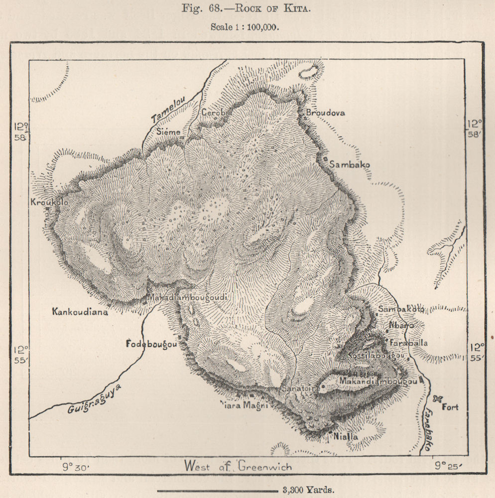 Mount Kita. Mali. North Senegambia 1885 old antique vintage map plan chart