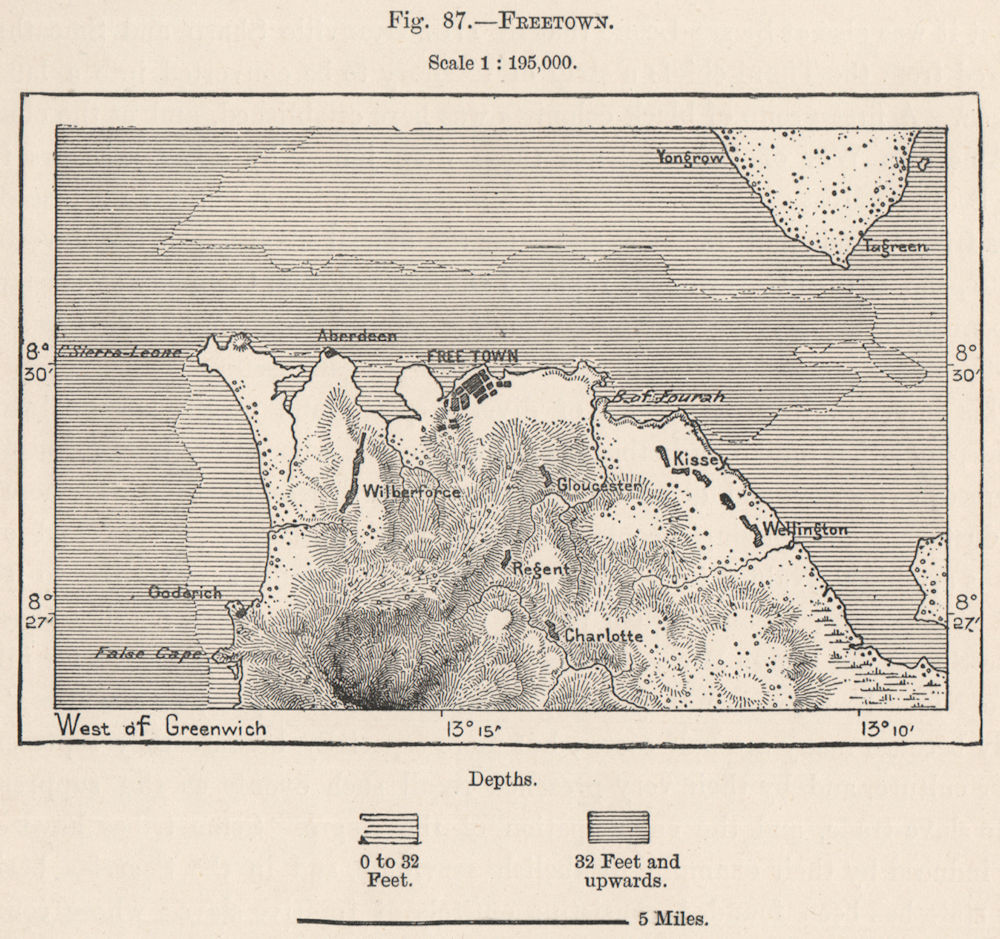 Freetown. Sierra Leone. South Senegambia 1885 old antique map plan chart