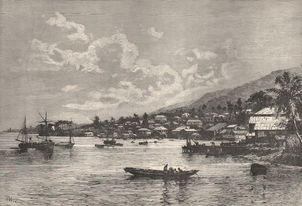 Sawpit (now Susan) Bay, near Freetown. Sierra Leone 1885 old antique print