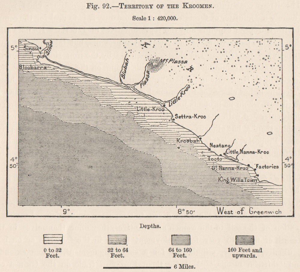 Associate Product Territory of the Kroomen/Krumen. Liberia 1885 old antique map plan chart