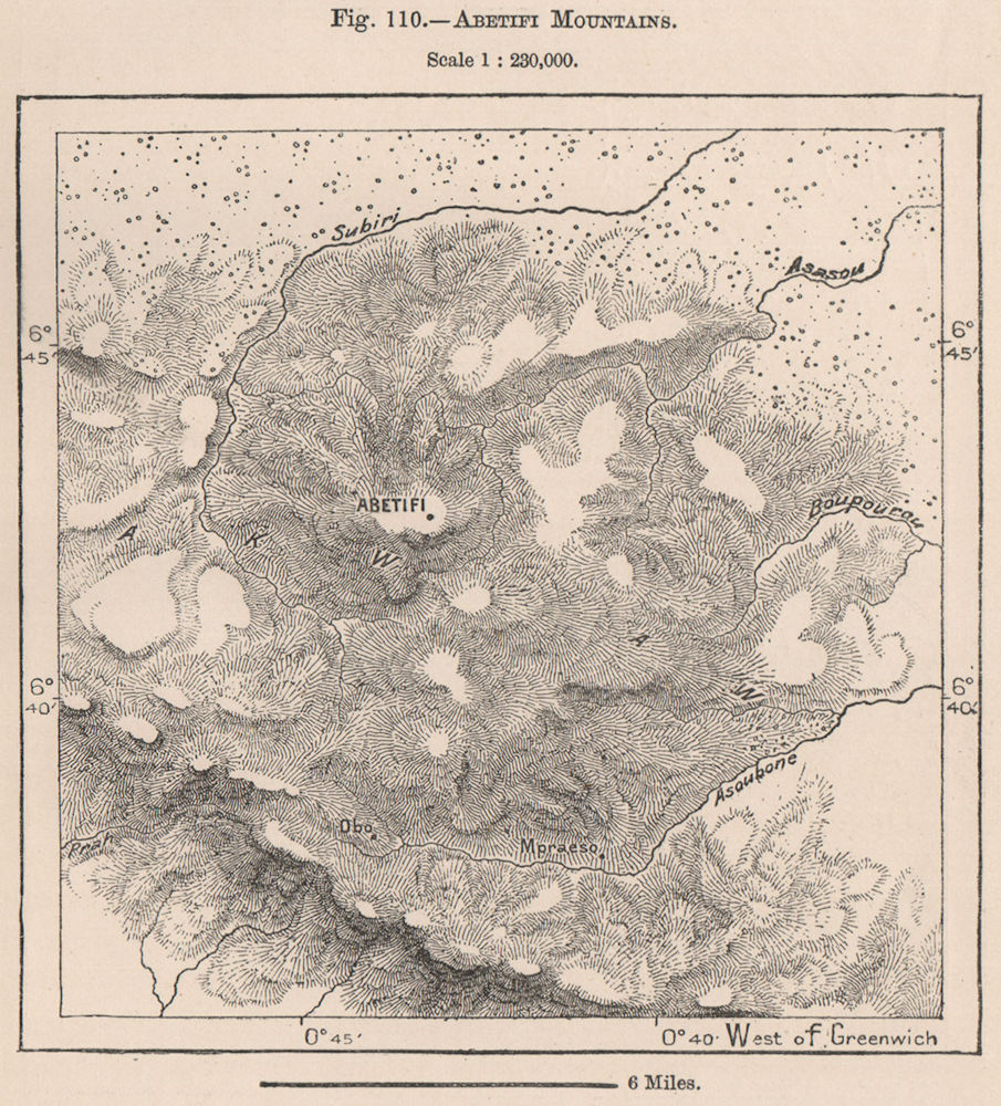 Associate Product Abetifi Mountains (Kwahu Plateau) . Ghana. Mpraeso 1885 old antique map chart
