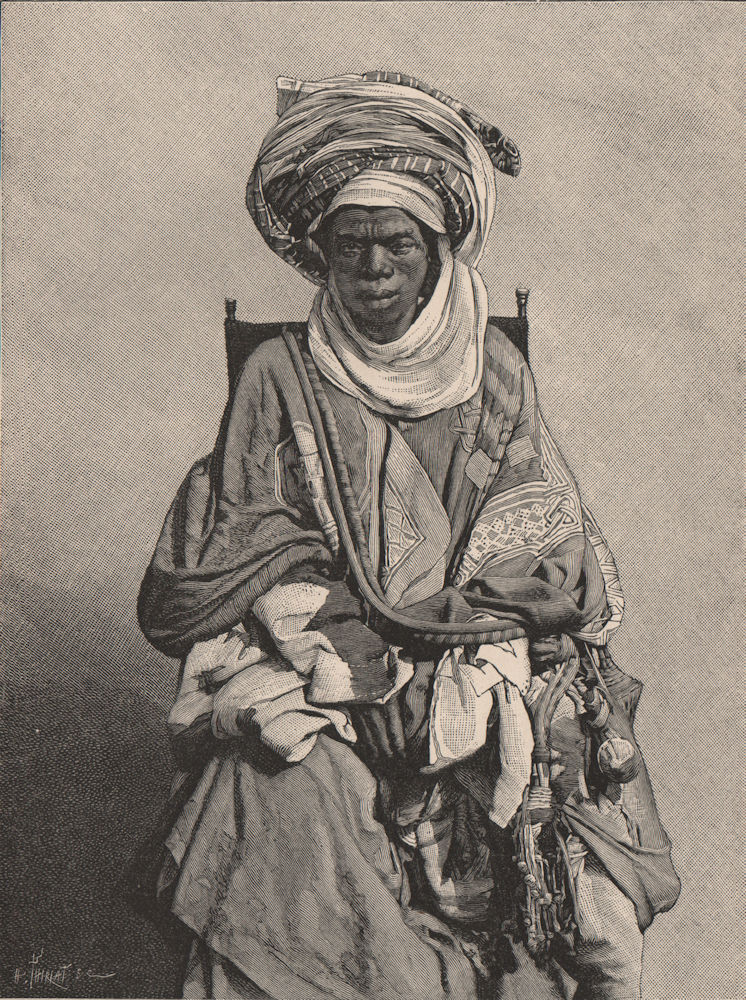 A Mohammedan (Muslim) Yoruba trader. Nigeria 1885 old antique print picture