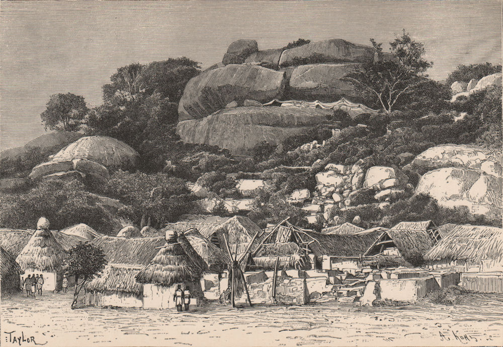 Olumo Rock, Abeokuta. Nigeria. Upper Guinea 1885 old antique print picture