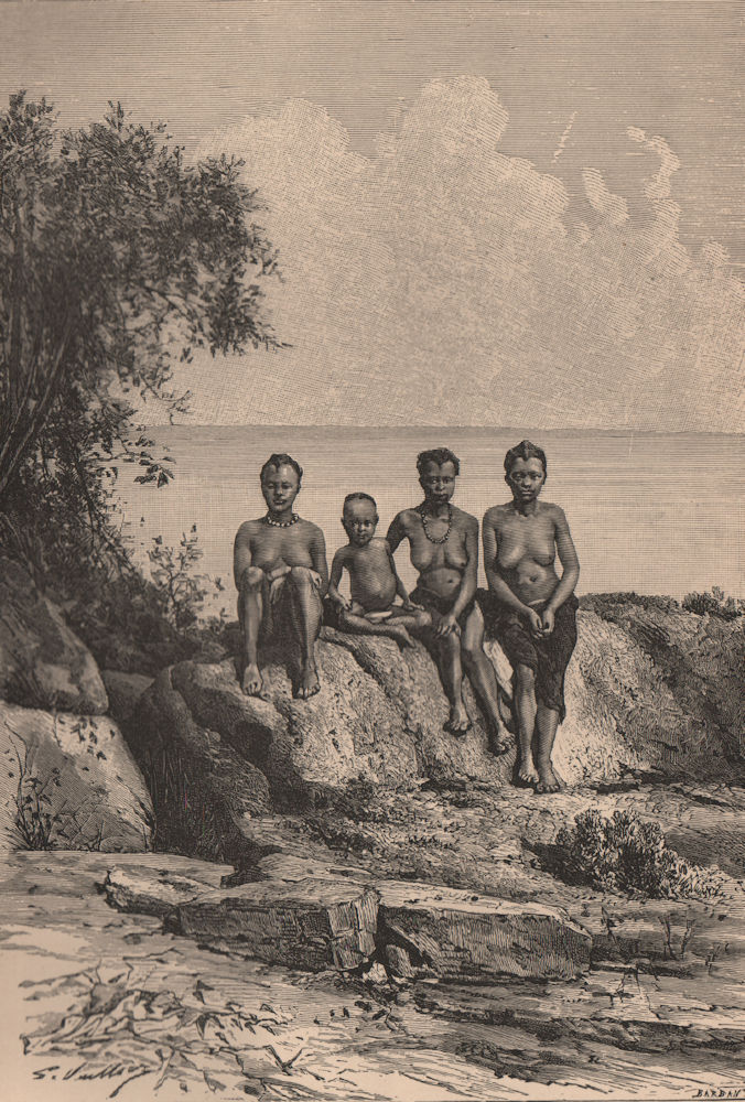 Associate Product Fan/Fang women & child banks of the Ogooué (Ogowe) . Gabon 1885 old print