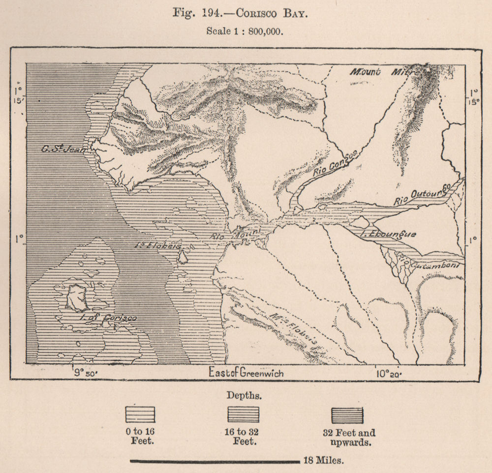 Corisco Bay. Equatorial Guinea/Gabon. Rio Muni 1885 old antique map plan chart