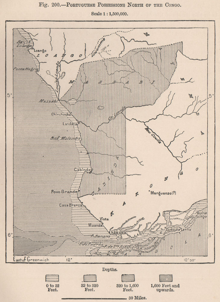 Tchiowa Province, Angola. Portuguese possessions North of the Congo 1885 map