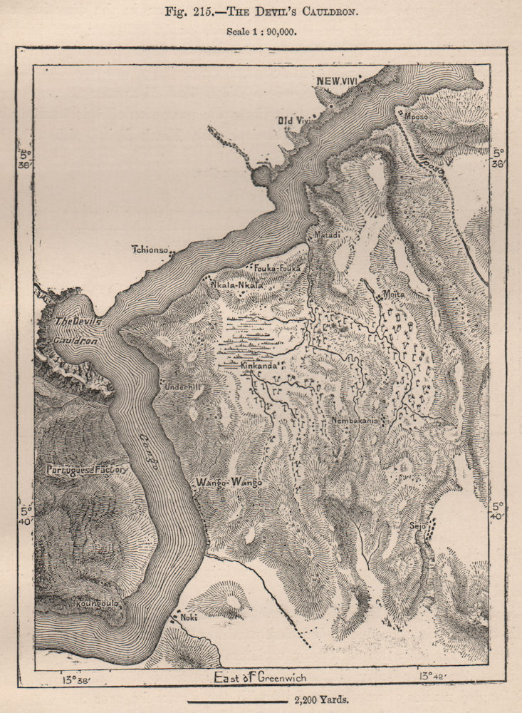 The Devil's Cauldron, Congo River. Congo Basin 1885 old antique map plan chart