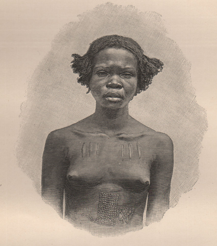 Niam-Niam (Azande) Woman. Congo. Congo Basin 1885 old antique print picture