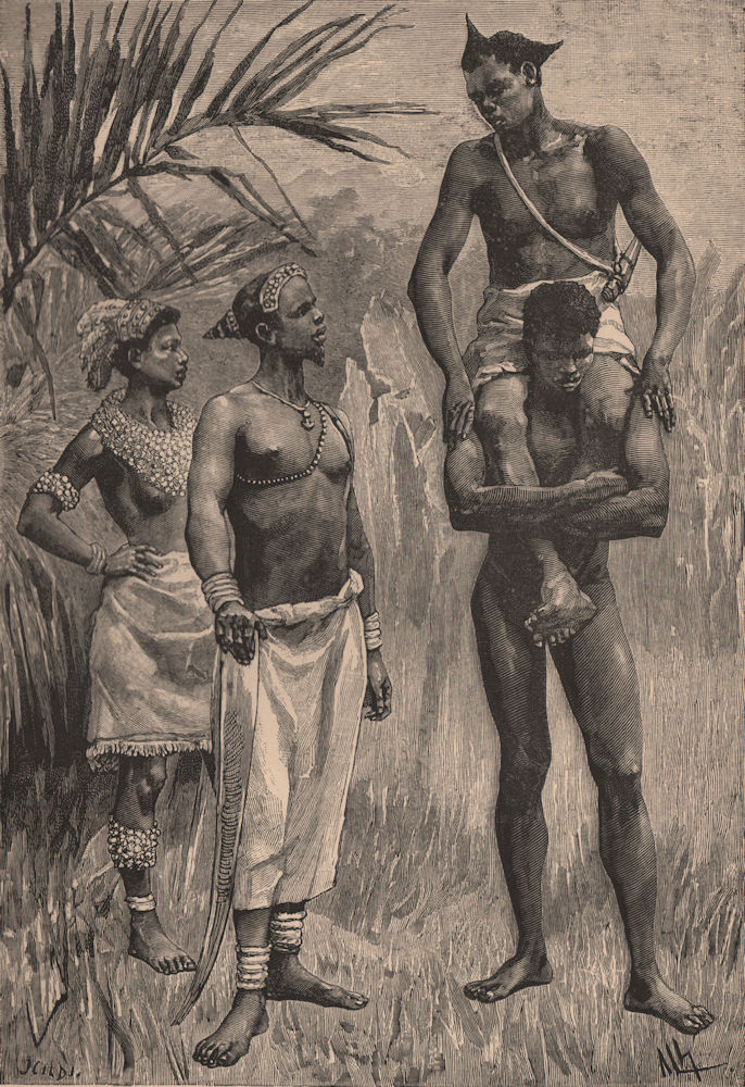 Group of Kalundas. Congo. Congo Basin 1885 old antique vintage print picture
