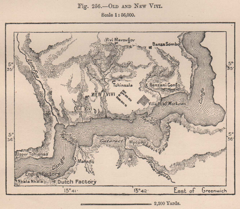 Old and New Vivi. Congo. Congo Basin 1885 antique vintage map plan chart