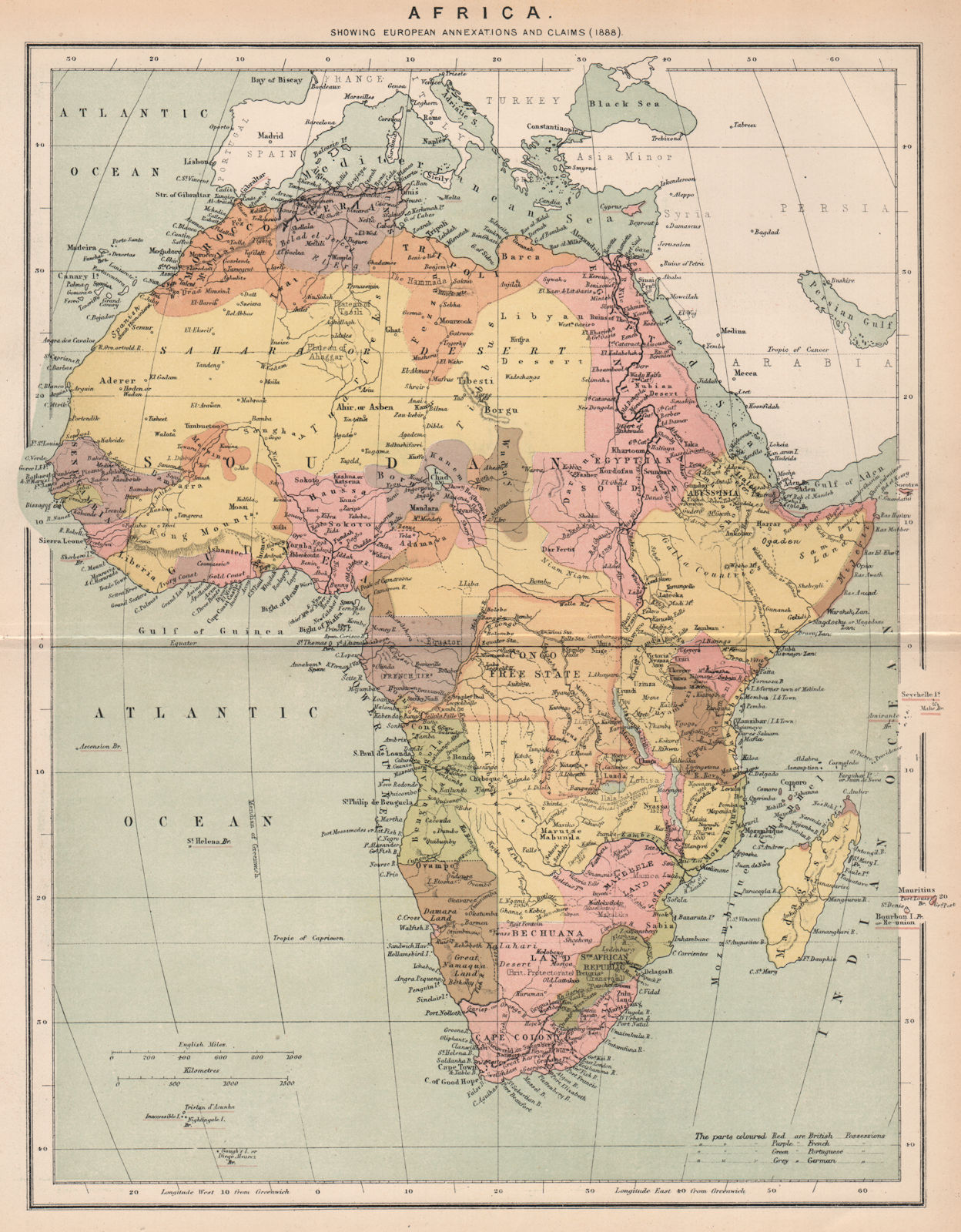 Africa. South Africa 1885 old antique vintage map plan chart