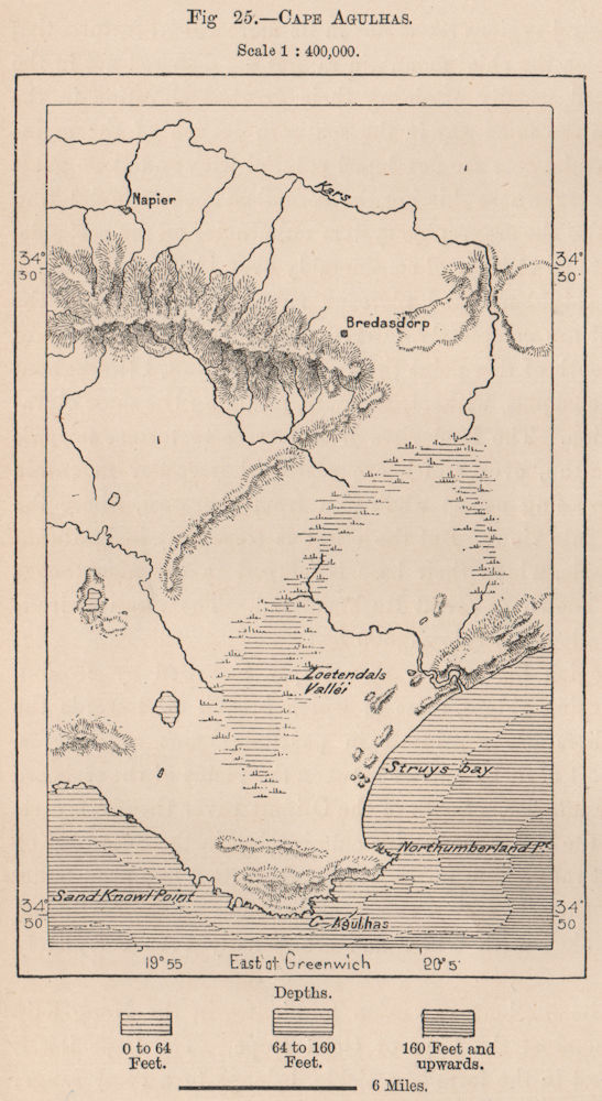 Cape Agulhas. South Africa 1885 old antique vintage map plan chart