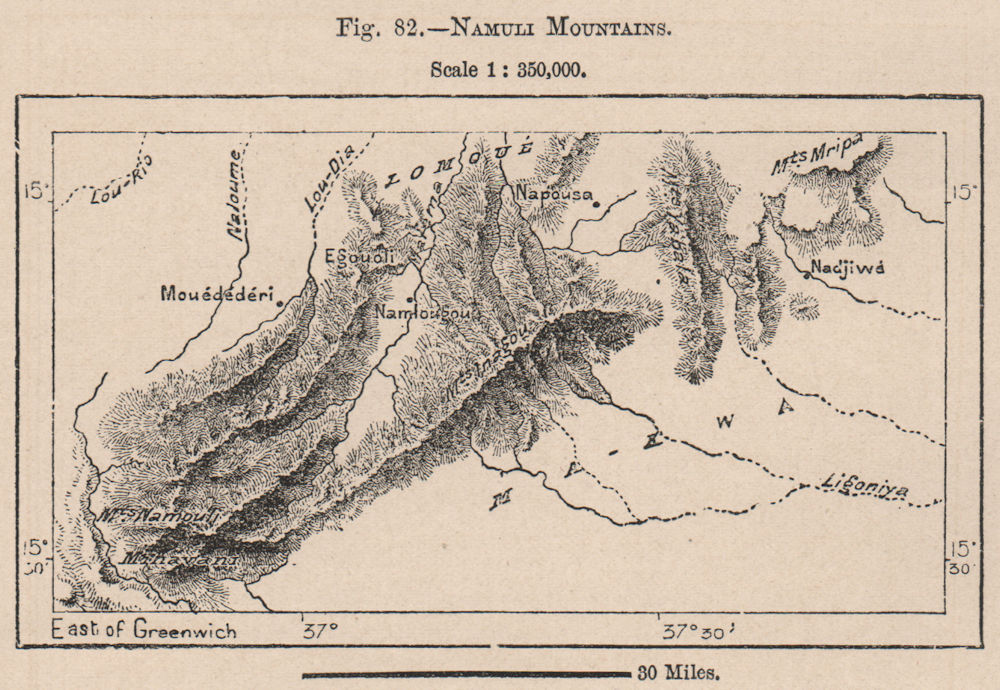 Associate Product Namuli Mountains. Mozambique 1885 old antique vintage map plan chart