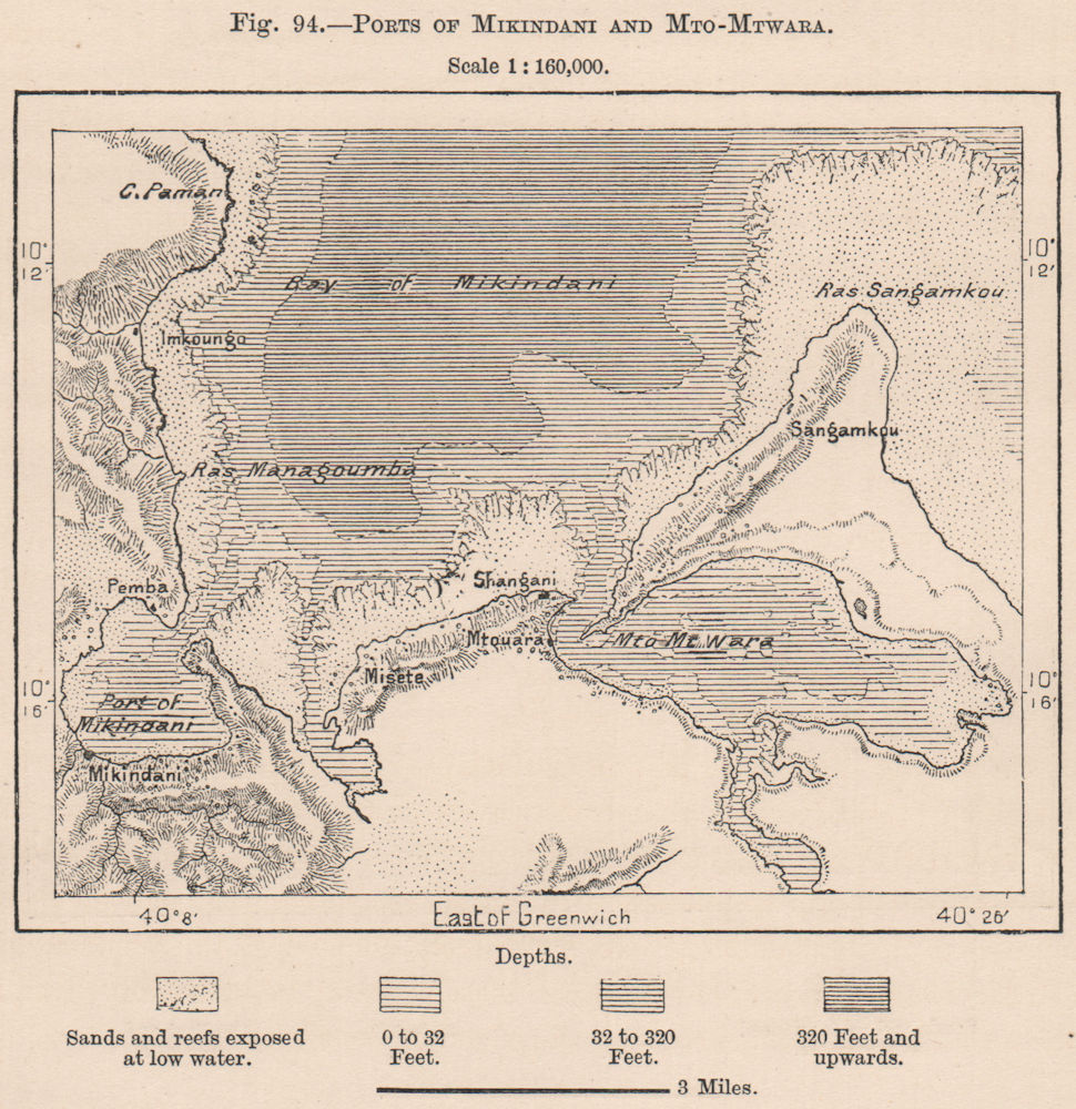 Ports of Mikindani and Mto-Mtwara. Tanzania. German East Africa 1885 old map