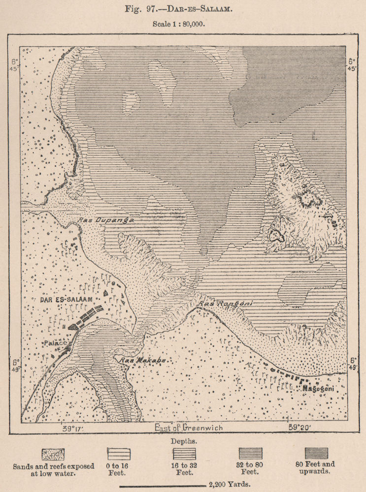Dar-Es-Salaam. Tanzania. German East Africa 1885 old antique map plan chart
