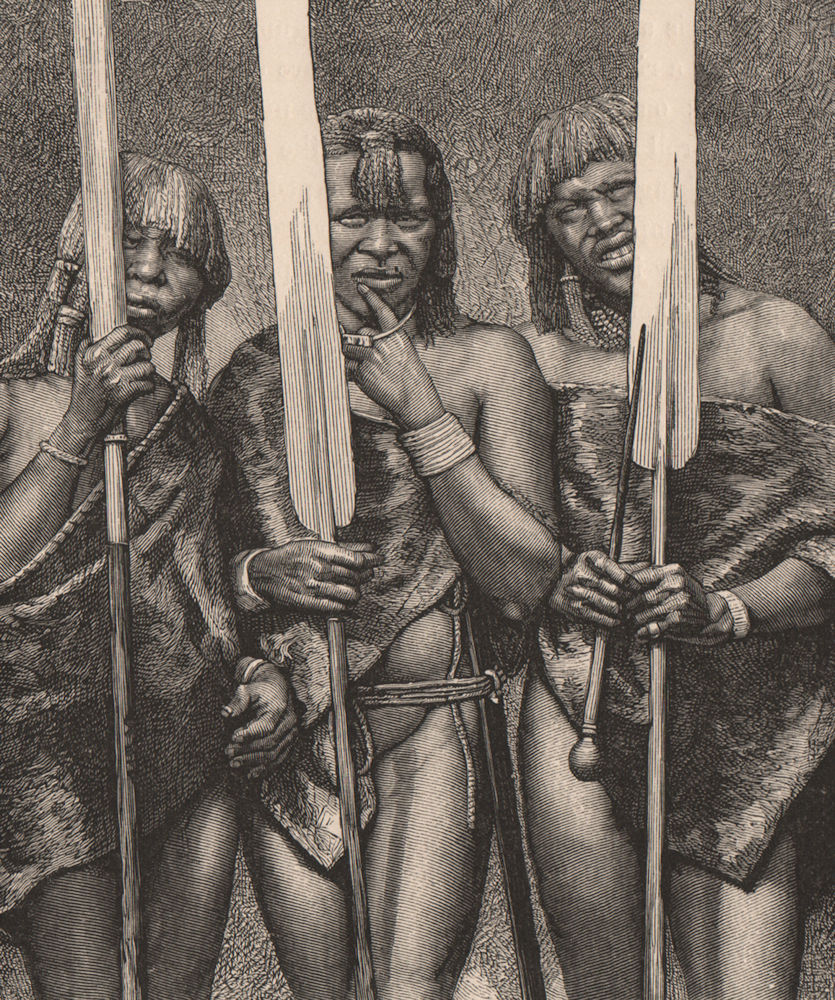 Masai Warriors. Kenya. Maasai Land 1885 old antique vintage print picture