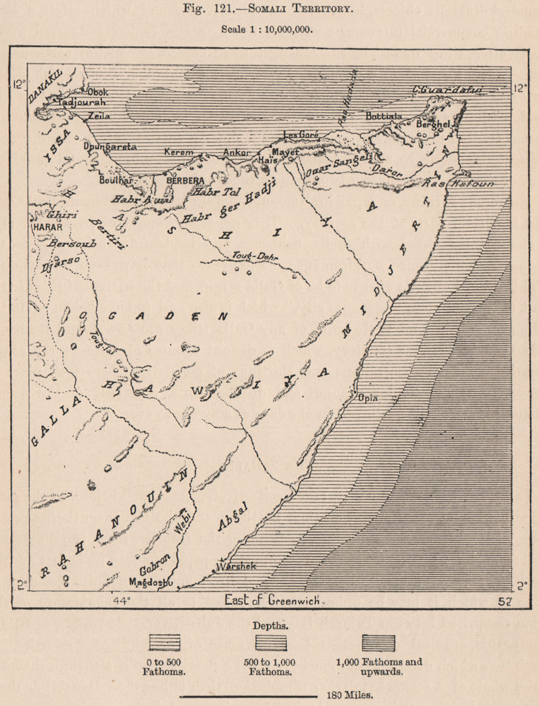 Somali Territory. Somalia 1885 old antique vintage map plan chart