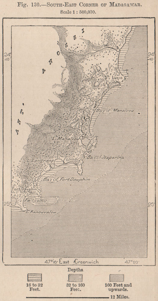 Associate Product South-East Corner of Madagascar 1885 old antique vintage map plan chart