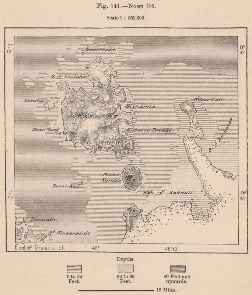 Associate Product Nossi Bé. Nosy Be. Madagascar 1885 old antique vintage map plan chart