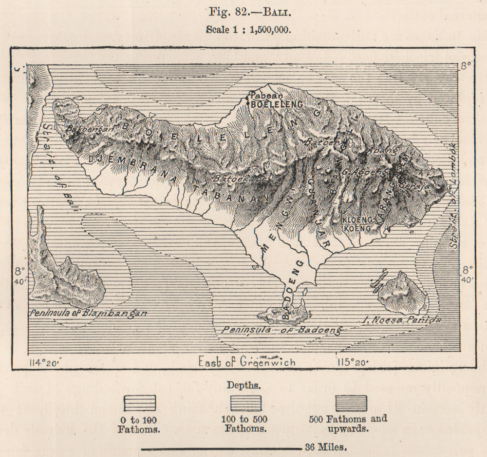 Bali. Indonesia. East Indies 1885 old antique vintage map plan chart