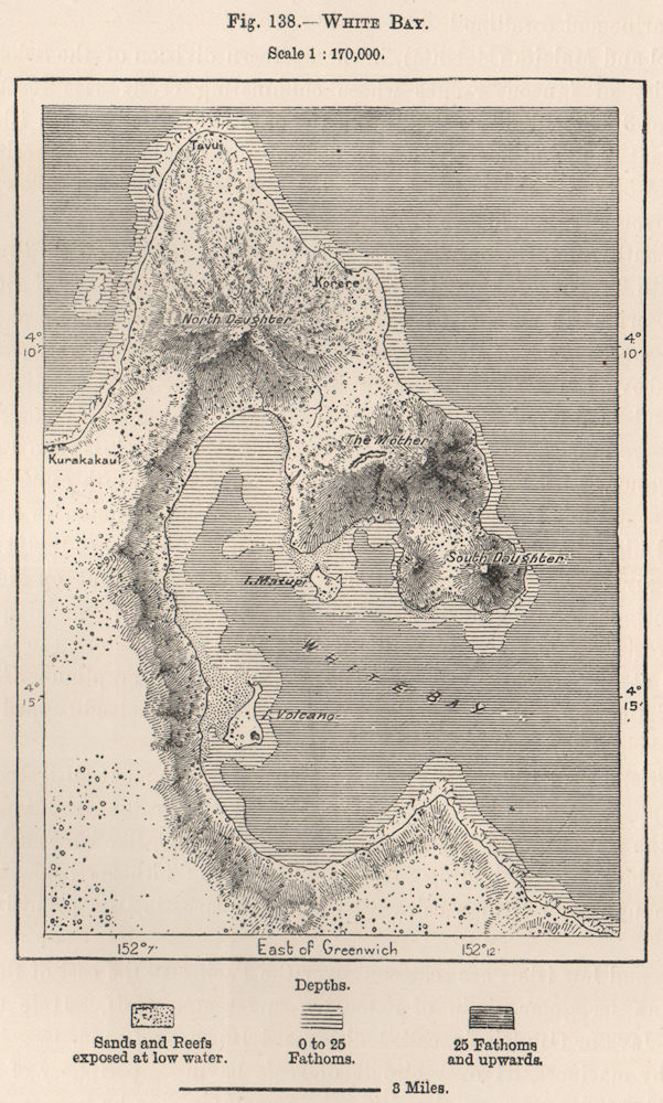 Blanche Bay, Rabaul, New Britain. Papua New Guinea. Melanesia 1885 old map