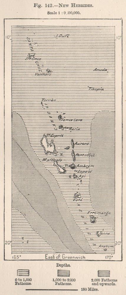 New Hebrides. Vanuatu. Melanesia 1885 old antique vintage map plan chart
