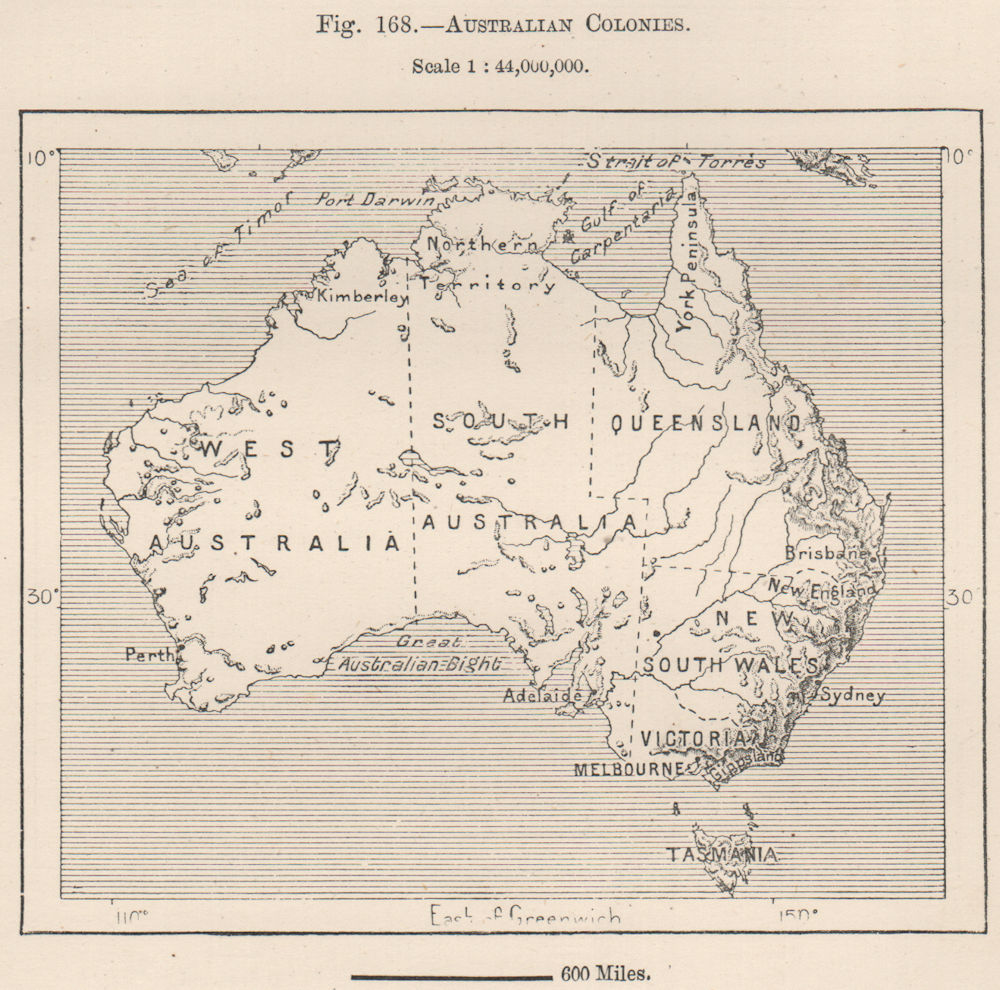 Associate Product Australian Colonies 1885 old antique vintage map plan chart