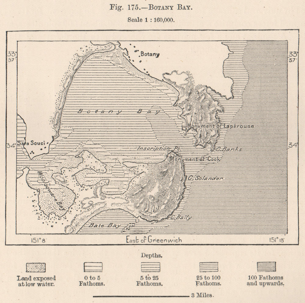 Botany Bay. Australia 1885 old antique vintage map plan chart