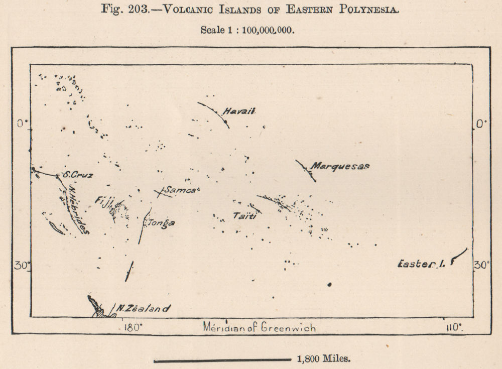 Volcanic Islands of Eastern Polynesia. South Pacific Ocean 1885 old map