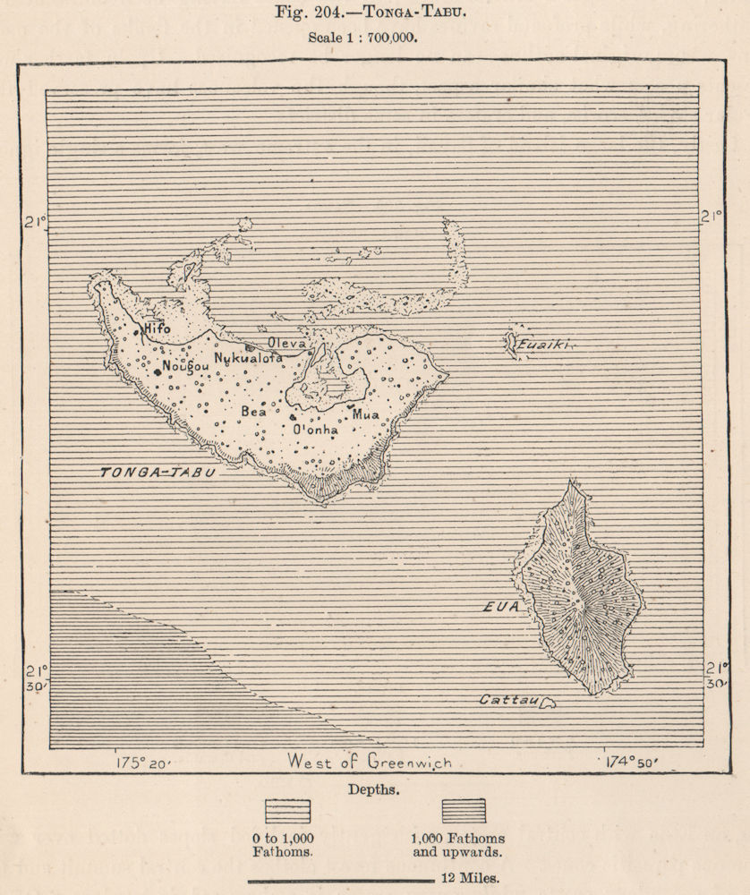 Tongatapu. Polynesia 1885 old antique vintage map plan chart
