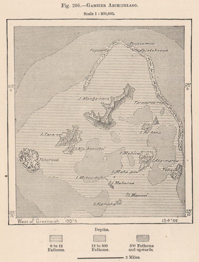 Associate Product Gambier Archipelago. French Polynesia 1885 old antique vintage map plan chart