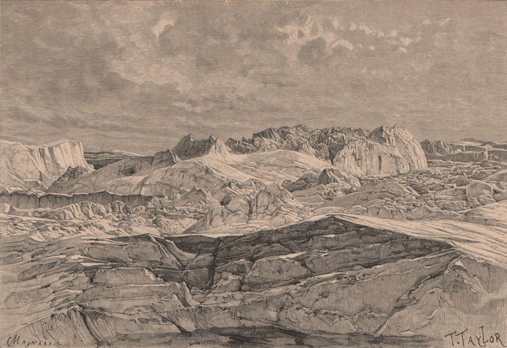 Sermitsialik Glacier, near Ivittuut/Ivigtut, Greenland 1885 old antique print