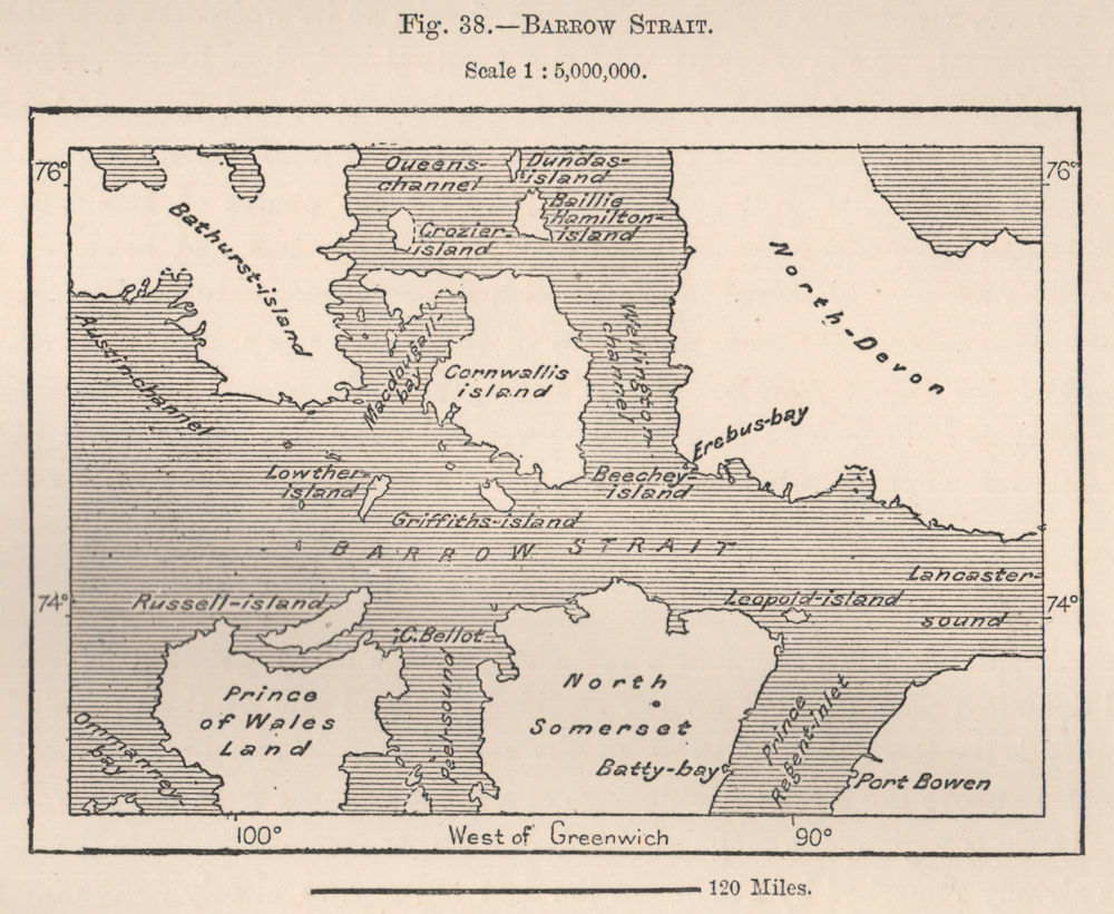 Associate Product Barrow Strait. Canada. Canadian Arctic Archipelago. Nunavut 1885 old map