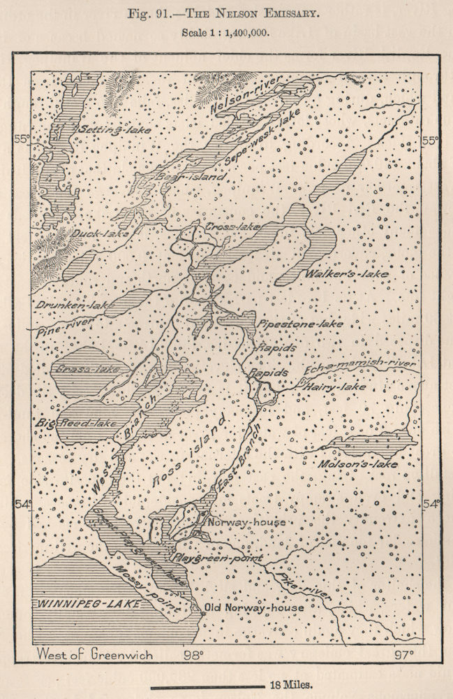 Associate Product The Nelson Emissary. Lake Winnipeg. Ross Island. Manitoba, Canada 1885 old map