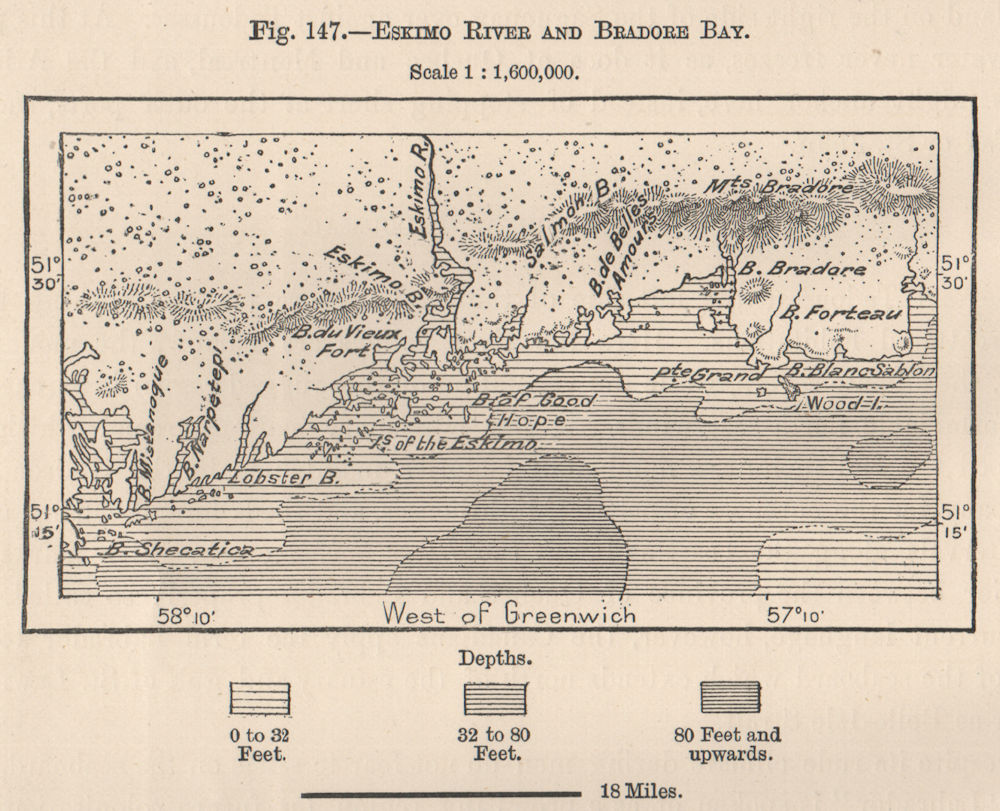 Associate Product Brador Bay. Blanc-Sablon. Territoire de la Basse-Côte-Nord. Quebec 1885 map