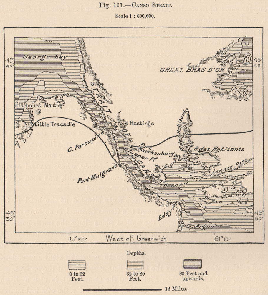 Associate Product Canso Strait. Nova Scotia, Canada 1885 old antique vintage map plan chart
