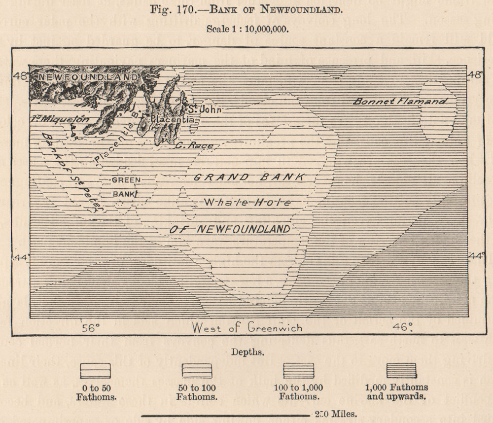 Grand Banks of Newfoundland. Canada 1885 old antique vintage map plan chart