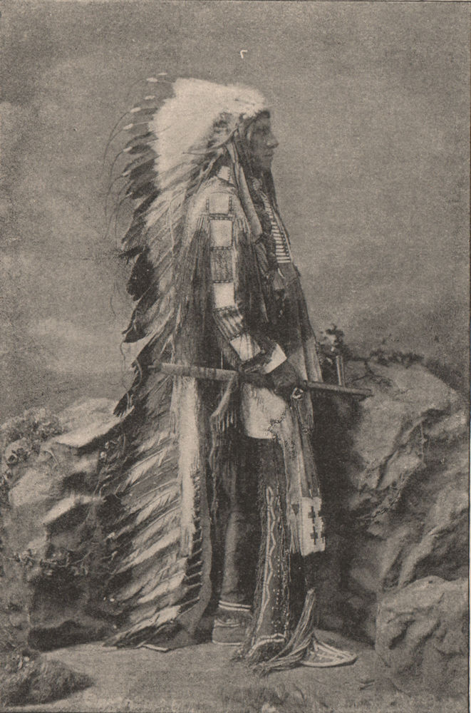 An Oglala Chief. South Dakota. Native Americans 1885 old antique print picture
