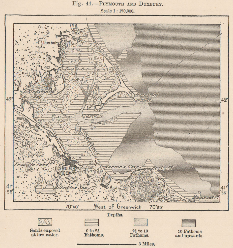 Plymouth and Duxbury. Massachusetts 1885 old antique vintage map plan chart