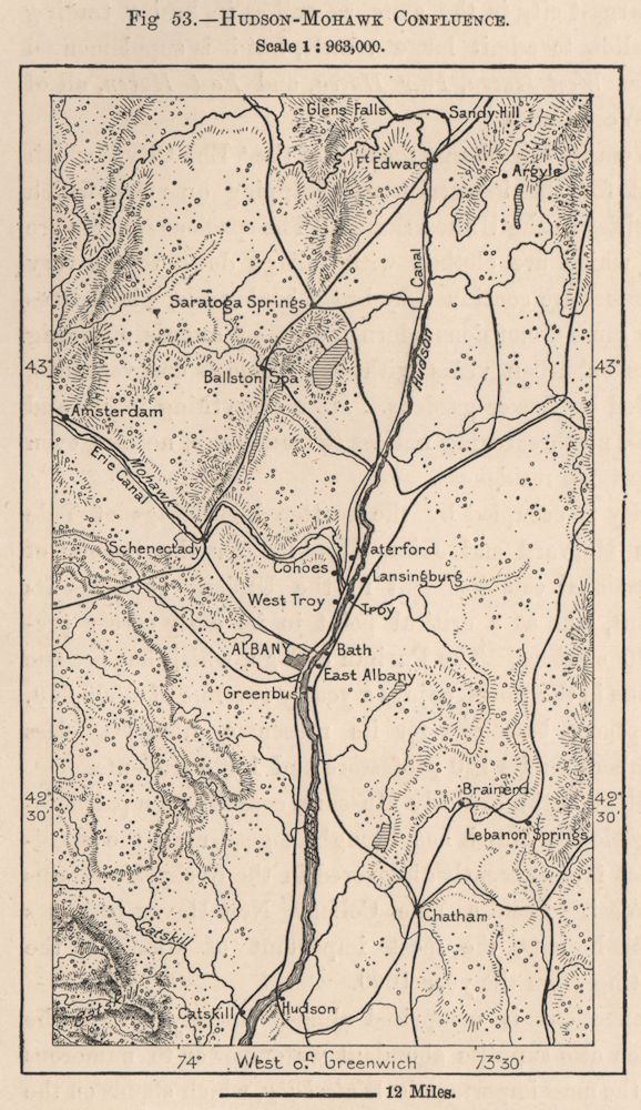 Associate Product Hudson-Mohawk confluence. New York 1885 old antique vintage map plan chart