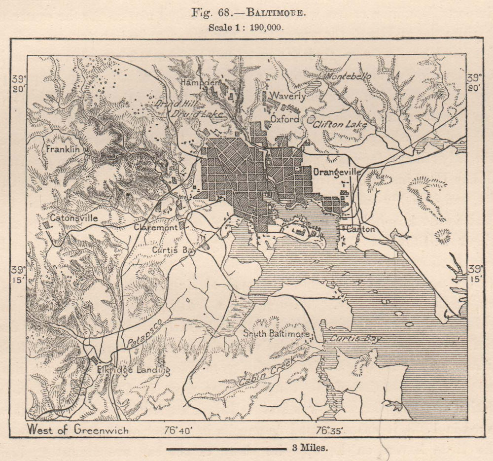 Baltimore. Maryland 1885 old antique vintage map plan chart