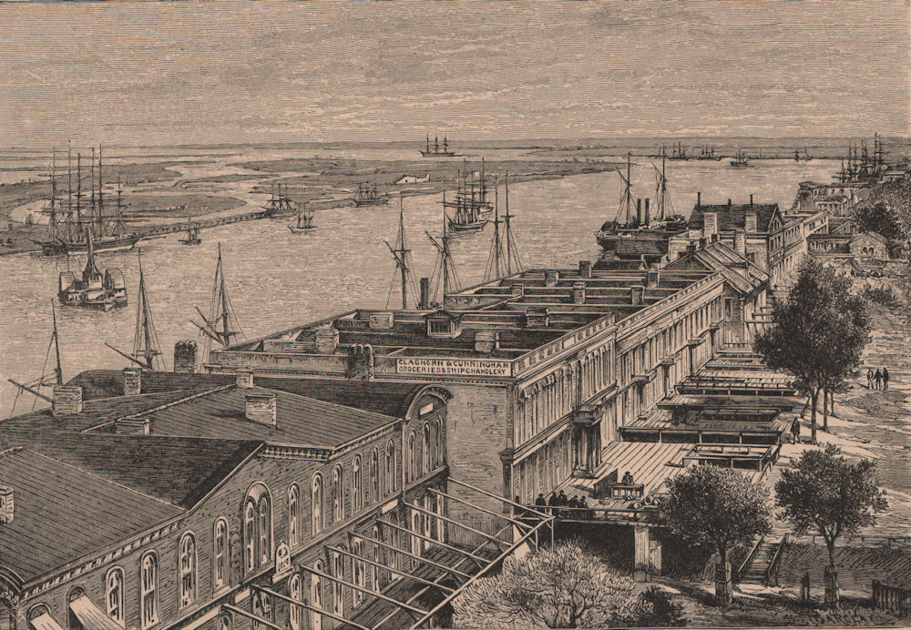 Associate Product General view of Savannah. Georgia 1885 old antique vintage print picture