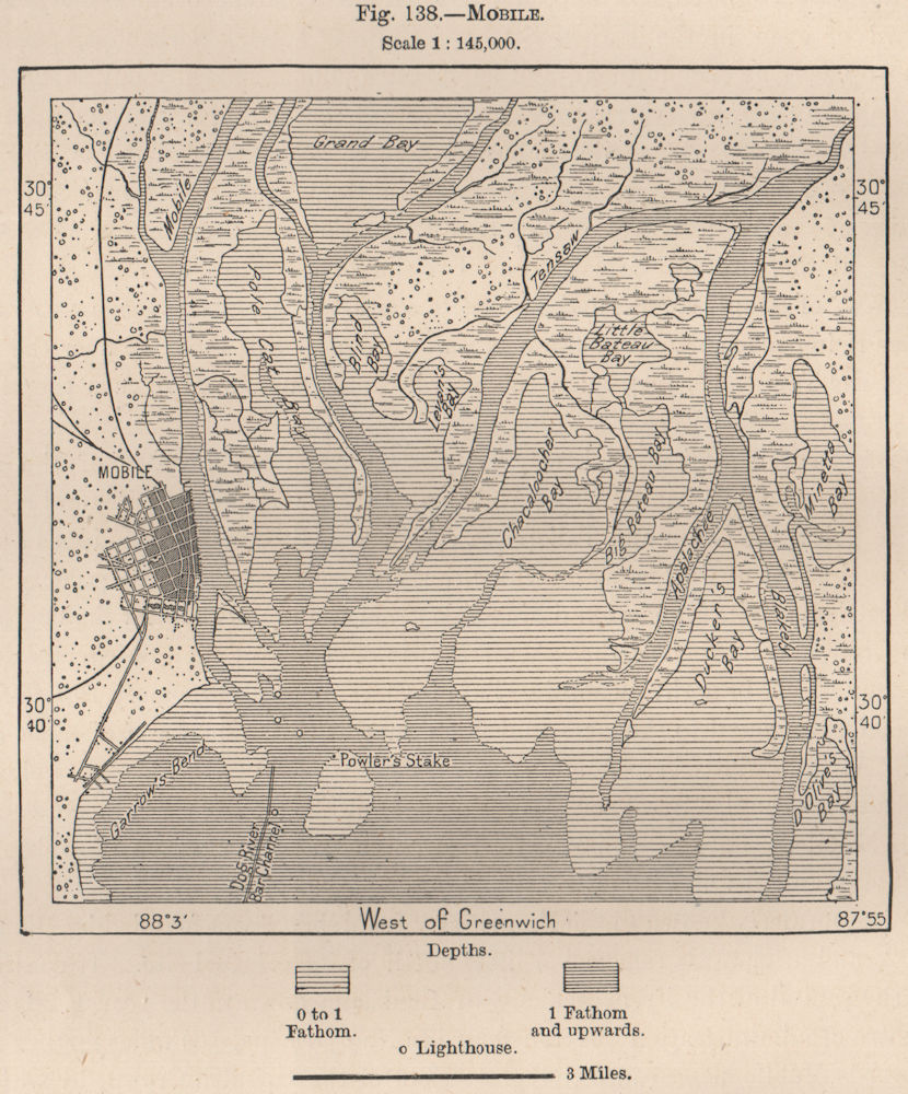 Mobile. Alabama 1885 old antique vintage map plan chart