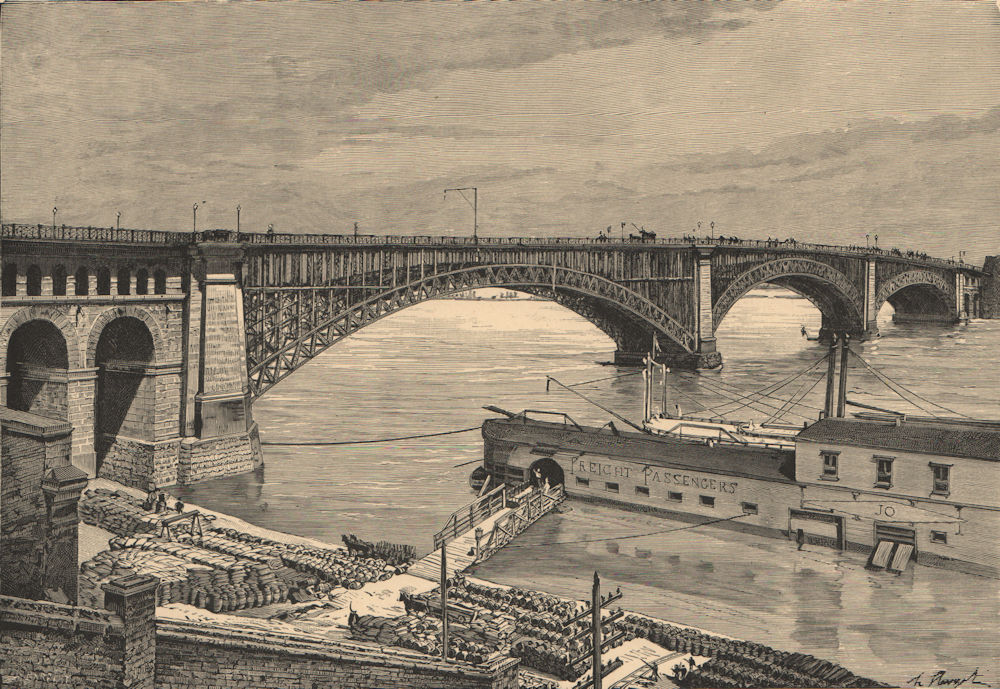 Associate Product Saint Louis Bridge. Missouri 1885 old antique vintage print picture